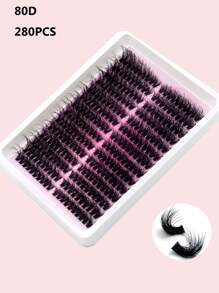 14 Rows Segmented Eyelash Cluster, 252/280 Lashes, CC/D/DD Curl, Natural Divided Pairs, Fluffy Soft DIY Lash Extension For Home Use Lash Clusters, Eyelash Clusters, Individual Eyelashes, Lashes, Fake Lashes - Black - View 4