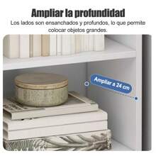 Estantería alta y estrecha, mueble alto y estrecho de 6 niveles, estantería angosta blanco, estantería alta y estrecha independiente para espacios pequeños - Blanco cálido - Ver 4