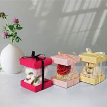 5/10Pcs Mini Clear Favor Boxes, With Ribbons, Clear Gift Boxes Macrame Boxes For Wedding Party Favor Boxes, Christmas,Birthday