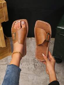 Durable Buckle - Strap Teen Slippers With Anti - Slip Sole, Ensuring Safety And Style In Every Step - Brown - View 6