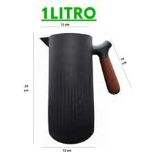 Nordic Minimalist Thermal Coffee Tea Bottle With Wooden Handle 1 Liter