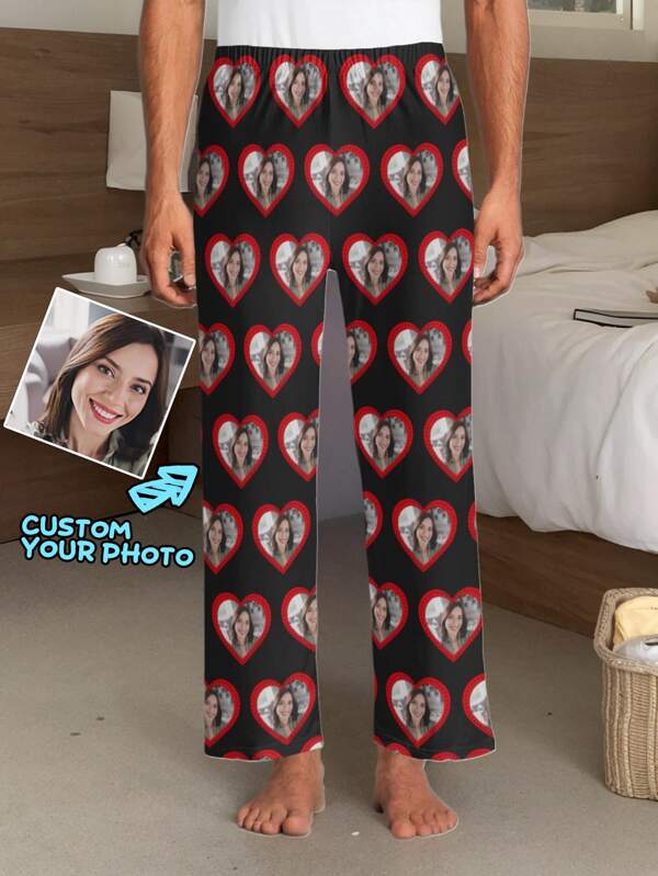 Pantalones de pijama para hombres con foto personalizada, ropa de dormir divertida y cómoda, pantalones personalizados únicos y acogedores para hombres, regalo perfecto para novio, esposo, amigos, ideal para cumpleaños, fiestas, aniversarios y ocasiones especiales, otoño
