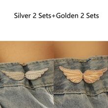 1/2/4Sets Rhinestone Wings Buckle Pants Waist Tightener Detachable Waist Buttons Pins Belts Accessories Pants Clips No Sewing Waistband Tightener