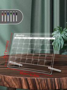 1pc Weekly/Monthly Planner Office Course Schedule Plan Board, Multifunctional Acrylic Desktop Planner, Erasable Transparent Memo Writing Board For Notes & Reminders Display