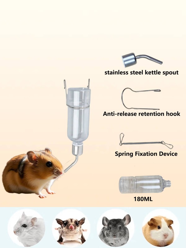 1 pezzo Abbeveratoio automatico da appendere per animali domestici, adatto per conigli, criceti, scoiattoli e altri piccoli animali, borraccia per animali domestici