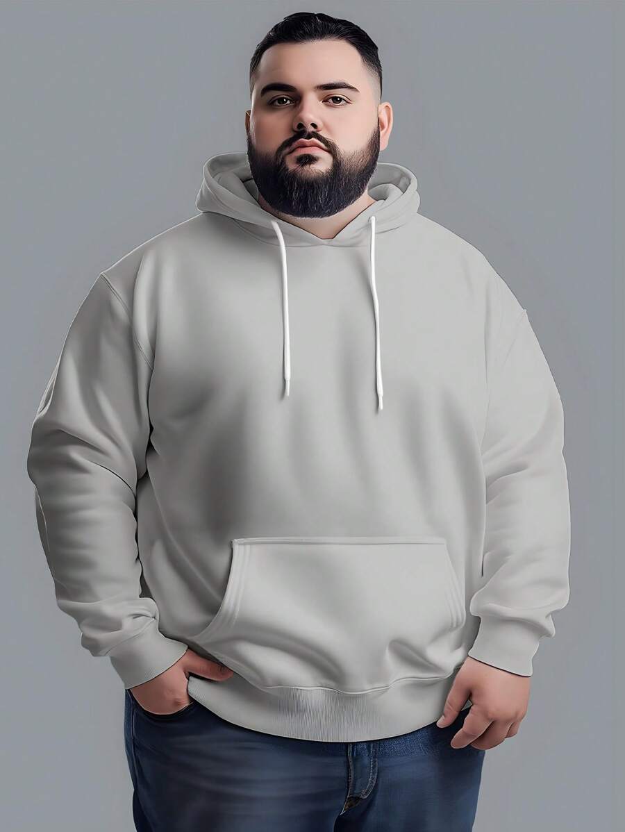 Men's Plus Size Sweatshirt Hood Premium Mesh Cold Weather Blouse Basic Cotton Flannel Coat Various Colors - 查看 1