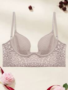 Lencería de novia ultradelgada para temporada festiva, lencería sexy con encaje en forma de U y espalda descubierta para mujeres, sujetador de espalda hermoso, sujetador invisible ultradelgado y transpirable, bralette de malla cómoda, ropa interior francesa con aros para mujer, lencería con estampado de leopardo y rayas