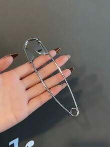 1pc Minimalist Metal Hair Clip, Women's Fashion Occipital Hair Clip, Large Party Carnival Hair Claw Hair Accessory, Hair Clip, Hair Pin, Hair Barrette, Suitable For Autumn/Winter, Holiday Costume Women Bandanas Winter Hair Accessories Elegant Claw Clip - Silver - View 5