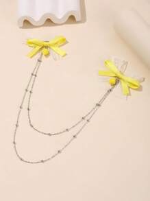 1个/2个装女士时尚优雅简约黄色柠檬吊坠蝴蝶结蕾丝珍珠发夹，适合春夏日常佩戴 - 彩色 - 查看 6