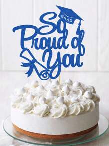 1pc "So Proud Of You" Graduation Cap, Diploma Certificate Paper Cake Topper, Graduation Theme Party Cake Decor Supplies - Multicolor - View 17