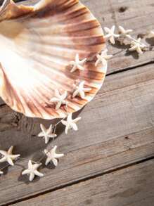 1pc Minimalist Alloy & Resin Synthetic Turquoise Starfish Necklace (Handmade, Random Turquoise Bead Quantity And Pattern, Natural Starfish With Minor Flaws & Dirt)