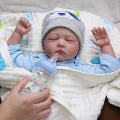 20 Inch Reborn Baby Doll, 3D Drawn Skin With Visible Veins, Realistic Fabric Body, Sleeping Soft Vinyl Limbs, Suitable For Boys' Newborn Toys, Fantasy Theme, Mixed Colors, Christmas Gift