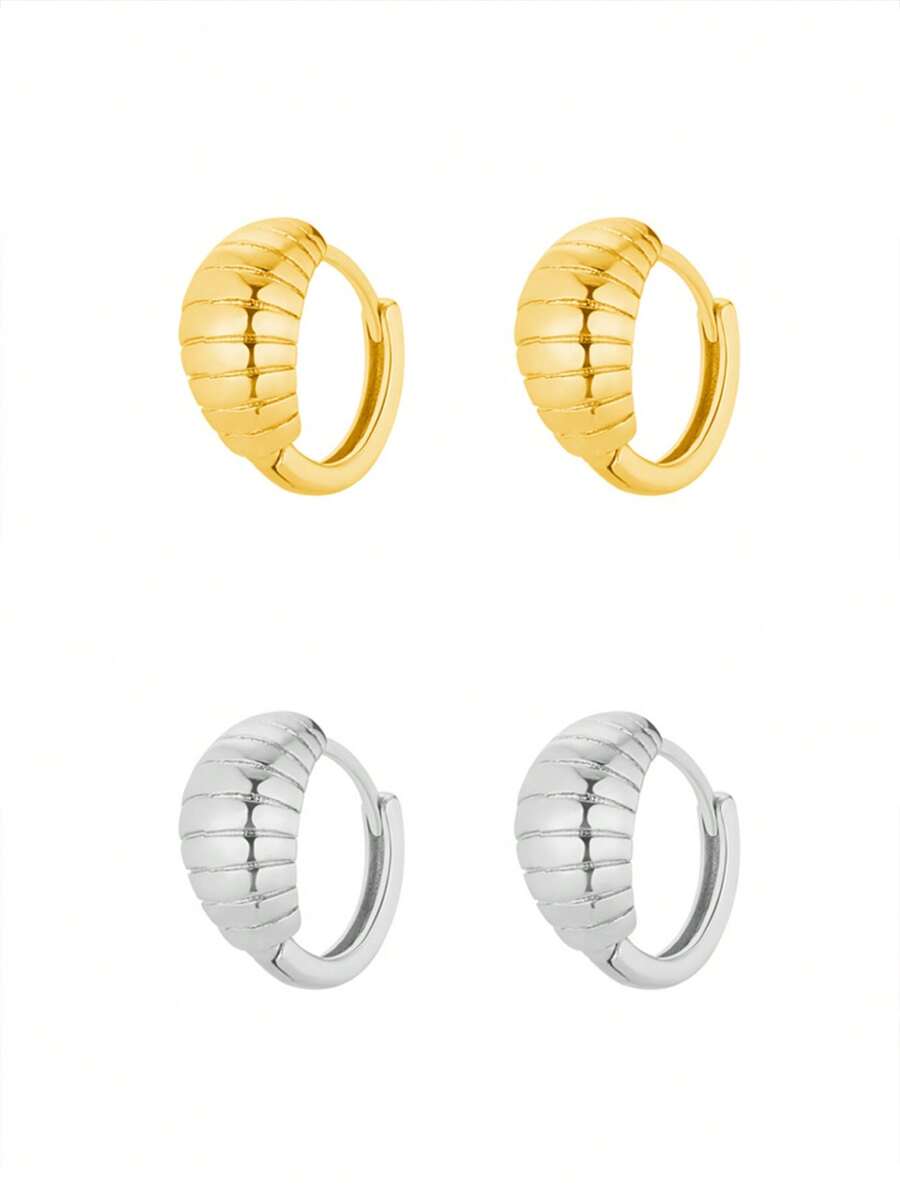 Pendientes de aro en espiral con cuernos para mujeres, pendientes minimalistas de círculo 3D retorcido, pendientes pequeños, elegantes y vintage adecuados para el trabajo y el uso diario