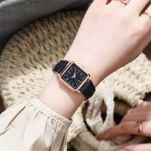Square Ladies' Luminous Watch Simple & Delicate Women's Quartz Watch Women's Fashionable Simple Square Dial Wristwatch With Numerical Markers And Leather Strap Suitable For Daily Wear And Suitable For Birthday Gift, Anniversary Gift
