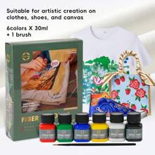 Xin Bowen 6 色玻璃漆 6 色织物漆 永久性玻璃漆 适用于酒杯、灯泡、窗户、陶瓷 (6x30ml/1.01 液体盎司)，返校，学校用品 - 6色 - 查看 4