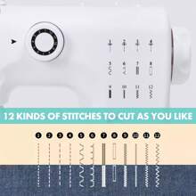 609A Mini Sewing Machine, Electric 12-Stitch Sewing Machine With Foot Pedal And Sewing Kit, UK Plug, Ideal For Easter Sewing Projects - White - View 4