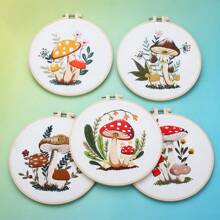 1 PC English Embroidery DIY Kit Bright Mushroom Hand Embroidery Material Package + 20cm Embroidery Bandage - Multicolor - View 9