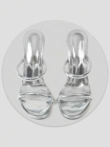 Morso Sandals For Women Shark Teeth Design High Heels Tiger Teeth Heeled Sandals Open Round Toe Slip On Strap Sandal Party Concert Outdoor Easter Gifts Spring Summer Dressy Womens Silver Heels Shoes - 銀色 - 查看 8