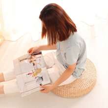 New Tatami Cushion Breathable Widely Applied Comfortable Round Straw Weave Handmade Pillow For Floor - Màu Khaki - Xem 6