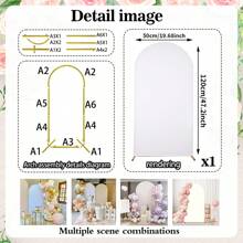 1 套 7.2 英尺（约 1.8 米）婚礼拱门背景架，拱形金属拱门背景架，带加厚牛奶丝弹力拉链拱门盖，适用于婚礼仪式、生日派对、新娘送礼会、母亲节、毕业照相亭、花园花卉气球拱门装饰（多种尺寸可选）