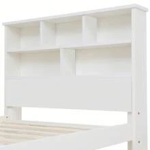 Flieks Bed With Shelves, White Wooden Storage Bed, Underbed Drawer - 3FT Single (90 X 190 Cm) Frame Only - 白色 - 查看 7