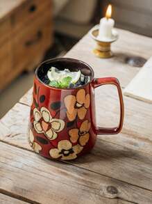 23.67 Oz Hand-Painted Ceramic Mug - Vibrant Floral Design, Microwave Friendly, Insulated, Multipurpose Kitchen & Dining Cup, Kitchen Drinkware | Chinese Aesthetics | Glossy Finish, Coffee Kitchen Decor Back To School