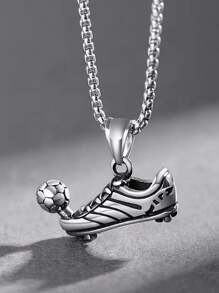 1 Sports Wind Stainless Steel Youth Kicking Football Boy's Pendant Necklace Boy's Gift ﻿