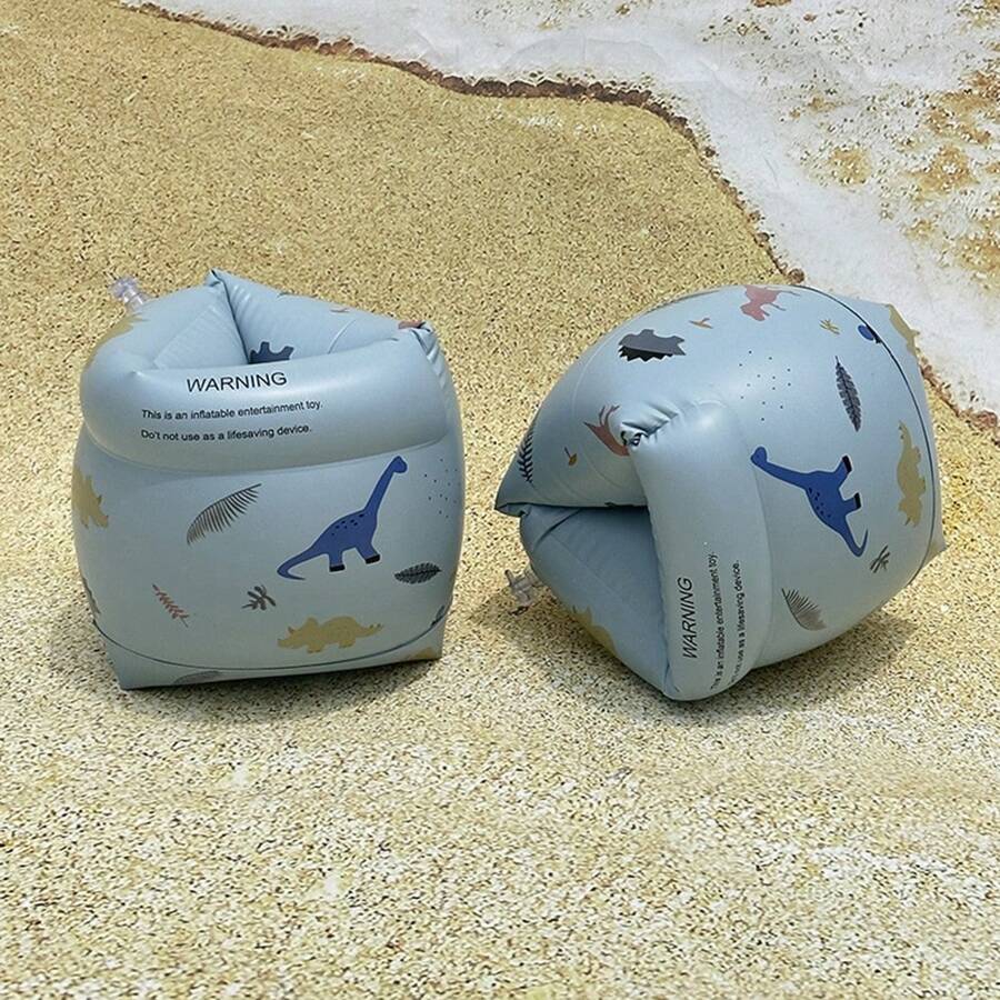 1 Pair Dinosaur Shape Inflatable Dual Air Bubble Design PVC Floating Arm Bands, Swimming Pool & Beach Accessories, Beach Essentials