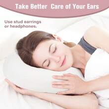 Ear Piercing Pillow For Side Sleepers, Ear Pillows With Holes For Pain, Earring Inflammation Pressure Sores, Cotton Earring Pillow For CNH Side Sleepers - White - View 3