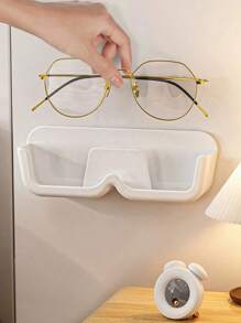 10 piezas/3 piezas/1 pieza Organizador de gafas de montaje en pared sin taladro, cajas de almacenamiento, soportes, adecuado para dormitorio, sala de estar, baño, cocina para organizador de almacenamiento de mujer, artículos esenciales de viaje, regreso a la escuela, almacenamiento de dormitorio, decoración de otoño
