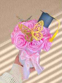 100 Pcs Ribbon Rose Petals Handmade Artificial Flowers Bouquets Forver Eternal Flower Silk For DIY Bouquet For Home Wedding Decorations Party, Valentine Day, Gift