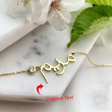 Custom Arabic Name Necklace With Birthstone Personalized Arabic Name Necklace Stainless Steel Jewelry,Suitable For Valentine's Day, Birthday, Mother's Day Gifts