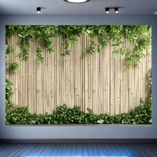 1 件绿木质背景横幅，适用于生日派对装饰、花园装饰、家居装饰、室内外装饰、摄影背景、周年纪念、窗帘、桌布