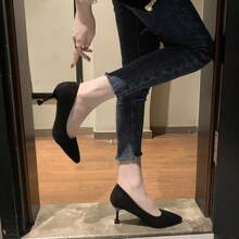 Sharp Pointed Thin Heeled Black High Heels