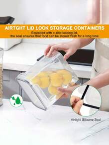 7/12pcs Airtight Food Storage Container With Lid - Leakproof, Moisture-Proof Kitchen Organizer For Grains, Nuts, Flour & Rice - Durable PE Material - Black and White - View 10