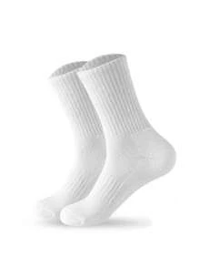5pairs Solid White, Simple And Casual Sports Socks That Are Versatile, Essential For Staying At Home Or Traveling, And Suitable For All Seasons. They Are Mid-Calf Length With A Cinched Waist. - White - View 8