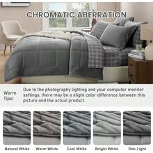 Luxurious King Size Plush Grey Flannel Velvet Comforter Set - 7 Piece Bed In A Bag With Soft Warm Comforter, Fitted & Flat Sheets, Pillowcases & Shams