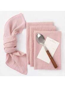 4pcs/6pcs Handmade Cloth Napkins Set Of Dusty Pink Linen Napkins Rustic Dinner Napkins Bulk For Wedding Party Baby Showerbaby Shower Family Decorations Gifts - Multicolor - View 12