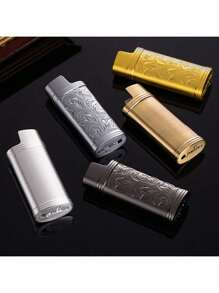 1 件复古繁荣之花金属打火机盒，适合 BIC J6 全尺寸打火机 - 时尚耐用的打火机支架