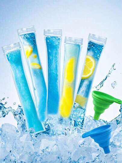 50/100个透明一次性冰棒袋，家用冰棒模具，防漏，耐寒，适用于果汁、苏打水、水果冷冻