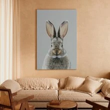 1pc Framed Canvas Poster, Bunny Animal Wildlife Wall Art Canvas Paintings, Ideal Gift For Bedroom Living Room Corridor, Wall Art, Room Decoration