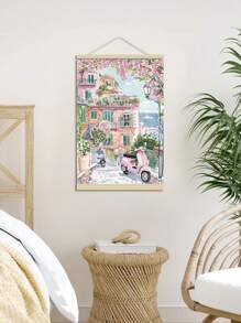 1PC Landschap Frameloze Kunst Canvas Poster, Roze Decoratieve Schilderijen, Meisjesachtige Decoratieve Schilderijen, Thuis Muurdecoratie, Frameloos