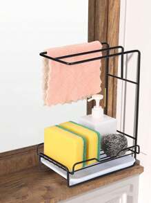 Iron Art Kitchen Utensil Organizer, Rag Drip Rack, Cleaning Supplies Storage Shelf, Wall-Mounted Kitchen/Bathroom Storage Rack, Kitchen Storage Utensils, Room Decoration, Suitable For Kitchen, Restaurant, Party, Camping, Gathering, Gift For Friends, Family Gift
