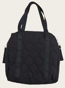 1 件可爱熊头妈妈背包，带婴儿车挂钩的单肩尿布包，户外收纳袋 - 黑色 - 查看 7