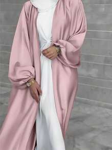 Elegant And Fashionable Women's Solid-Color Long Cardigan With Belted Waist Women's Dress