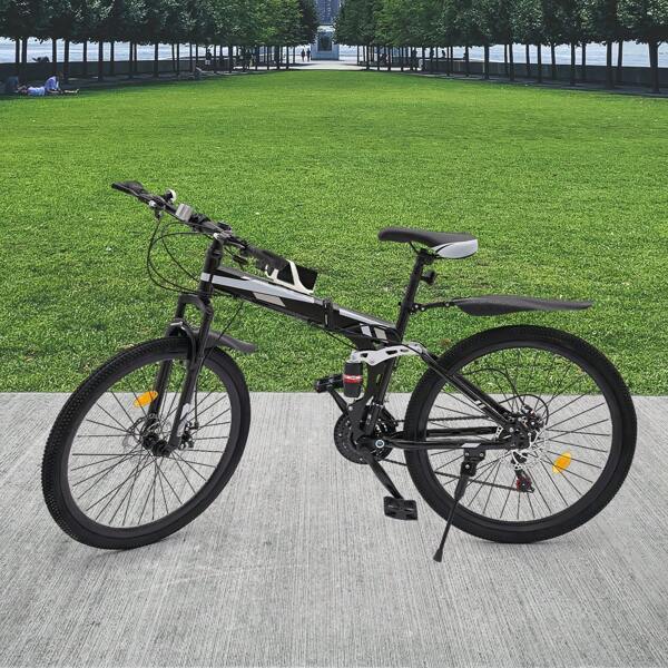 YUNRUX Mountainbike Scheibenbremse Fahrrad 26" 21-Gang MTB Schwarz+Weiß Mountainbike