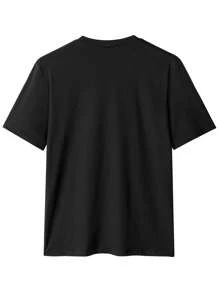 Men's Seagull Print V-Neck Short Sleeve Casual T-Shirt, Summer - Black - View 5