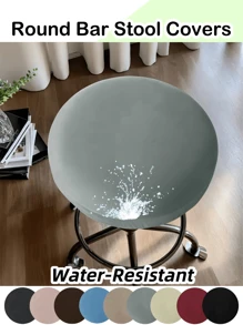 1/4/6pcs Water-Resistant Round Bar Stool Covers, Stool Seat Slipcovers Round, Stool Covers Round 4 Packs Bar Stool Covers Watedrproof PU Stool Slipcover With Elastic Stool Cushion Round Bar Stool Seat Covers For Bar Round Chair,Resistant Removable Cushion Covers