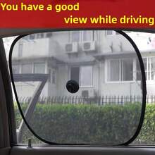 2pcs/Set Car Side Window Sunshade, Suction Cup Curtain, Car Window Sun Shade, Anti-UV Heat Insulation Side Window Cover, Thick High Density Black Mesh, High Quality Copper Buckle, Universal Fit - Multicolor - View 3