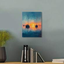 1 Pc Chic Sea Boat Canvas Art  Wooden Framed Canvas Painting -  Thickness 2.25cm/1inch,Home Gift Decoration, Room Decoration Aesthetic, Wall Decoration Art, Perfect Gift, Autumn And Winter Wall Decoration, Living Room Decoration, Bedroom Decoration, Kitchen Decoration, Entry Decoration, Bathroom Decoration, Direct Wall Painting, High Quality Wall Painting Poster